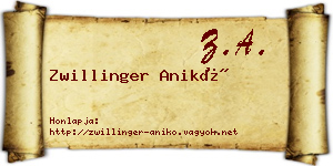 Zwillinger Anikó névjegykártya